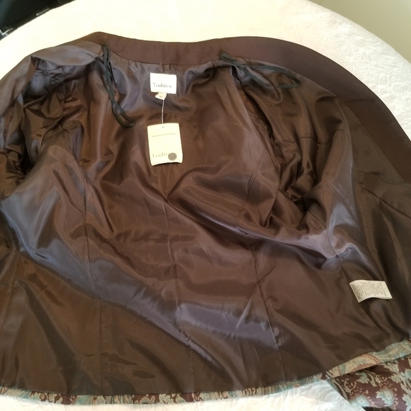 New Tradition Paisley Print Blue and Brown Blazer Size 18 - Picture 6 of 10
